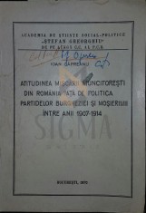 ATITUDINEA MISCARII MUNCITORESTI DIN ROMANIA FATA DE POLITICA PARTIDELOR BURGHEZIEI SI MOSIERIMII INTRE ANII 1907 1914 foto
