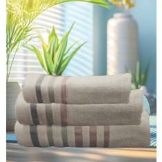Set 3 prosoape baie Valentini Bianco, bumbac 100%, 550gsm, Jackard TMJK3/Crem