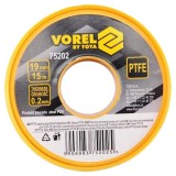 Banda Teflon Instalatii Sanitare Vorel 75202, 15 m x 19 mm, Etansare Filet, Certificat Apa Potabila