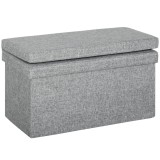 HOMCOM Bancă Pliabilă cu Spătar și Compartiment de 77L, Acoperire din Țesătură, 76x50x73 cm, Gri | Aosom Romania