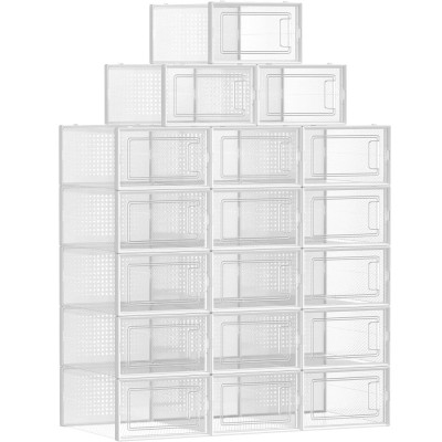 SONGMICS Cutii de pantofi, set de 18 organizatoare stivuibile, structura rezistenta ABS, 34x23x14cm, transparent Household NewTrend foto
