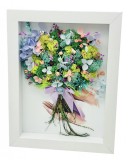Tablou cu buchet flori in rama din licheni si plante naturale criogenate si uscate, Eventissimi, Personalizabil, Multicolor, 19 cm x 24 cm, Eventissimi&reg;