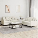 VidaXL Set de canapele cu perne, 2 piese, crem, catifea