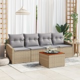vidaXL Set de canapea de grădină 5 pcs Bej, gri deschis