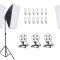 Kit studio profesional 3 softbox cu 4 socluri pentru becuri si 12 becuri 40w, Negru