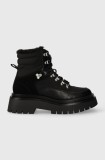 Pepe Jeans bocanci QUEEN ICE femei, culoarea negru, cu toc plat, izolat, PLS50498