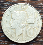 (A937) MONEDA DIN ARGINT AUSTRIA - 10 SCHILLING 1959, 7,5 GRAME, PURITATE 640