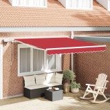 VidaXL Marchiză Retractabilă Roșie with Manual Roșu 300 x 250 cm Roșu