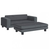 Cumpara ieftin Pat pentru caini cu extensie, gri inchis, 100x50x30 cm, catifea