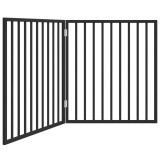 Cumpara ieftin Poarta de acces pentru caini pliabila, 2 panouri, neagra, 160 cm, lemn de plop