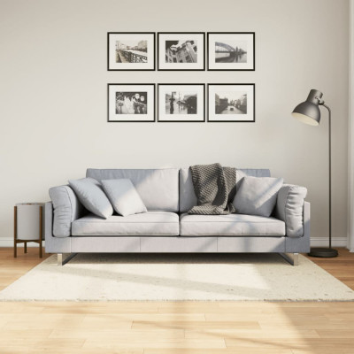 Covor pufos &amp;quot;PAMPLONA&amp;quot; cu fire &amp;icirc;nalte, crem modern, 120x170 cm foto