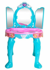 Masuta de machiaj pentru fetite, sunete interactive si lumini, uscator de par si scaunel, 60 cm inaltime + accesori foto