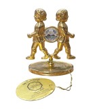 FIGURINA VINTAGE CU ZODIA GEMENI DIN METAL AURIU ȘI CRISTAL SWAROVSKI