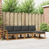 vidaXL Set de canapele de exterior cu pernă 5 pcs Natural și Antracit 3366255