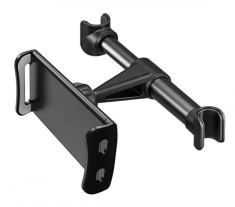 Suport auto tetiera, pentru telefon/tableta, plastic, negru foto