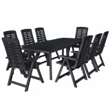 VidaXL Set mobilier de exterior, 9 piese, antracit, plastic