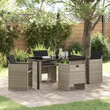 VidaXL Set de masă pentru grădină Pliere 5 pcs Gri deschis Rattan poli