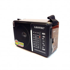 Radio FM Leotec, 4 benzi, difuzor incorporat, 8 ohm, antena telescopica, control volum/tuning, Negru/Maro