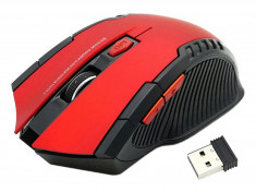 Mouse Optic Gaming Wireless, 1600 DPI, culoare Rosu foto