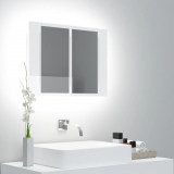 804961 Dulap baie cu oglinda LED alb lucios 60x12x45 cm acril GartenMobel Dekor, vidaXL