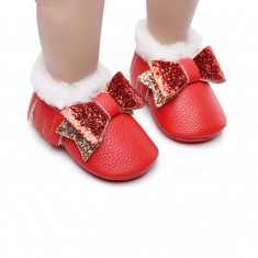 Pantofiori rosii imblaniti - Shine (Marime Disponibila: 6-9 luni (Marimea 19