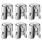 Cumpara ieftin Set 6x Dop pentru sticle de vin, sampanie, alte bauturi, wine stopper, otel inoxidabil, silicon, argintiu