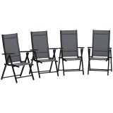 Outsunny Set de 4 Scaune Pliabile pentru Grădină cu Spătar și Șezut din Plasă, 56x69x106 cm, Gri | Aosom Romania