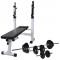 Banca fitness cu rastel greuta?i, set haltere/gantere, 30,5kg