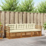 vidaXL Set de canapele de exterior cu pernă 3 pcs Natural și Crem 3372920