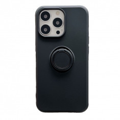 Husa protectie Flippy compatibila cu Huawei P Smart 2021 Liquid Silicone Ring cu suport rotativ Negru foto
