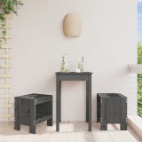 Set 2 Taburete Gradina vidaXL, Lemn Masiv Pin Gri, 40x36x45 cm, Scaune Terasa Balcon, Rustic, Max 110kg