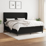 VidaXL Pat box spring cu saltea, negru, 180x200 cm, catifea