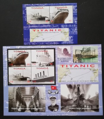 TONGA- Dezastrul Titanic,1 M/Sh.+1 S/Sh.Neobliterat--T 41 foto