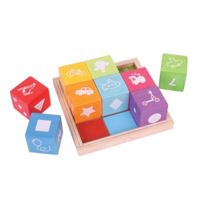 Cuburi din lemn cu imagini PlayLearn Toys foto