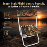 Scaun &Icirc;nalt Pliabil pentru Pescuit, cu Spătar și Cotiere, Camuflaj