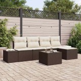 VidaXL Set de canapele pentru grădină cu pernă 6 pcs Maro, Crem