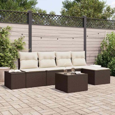 vidaXL Set de canapele pentru grădină 6 pcs Maro Rattan poli 3347028 foto