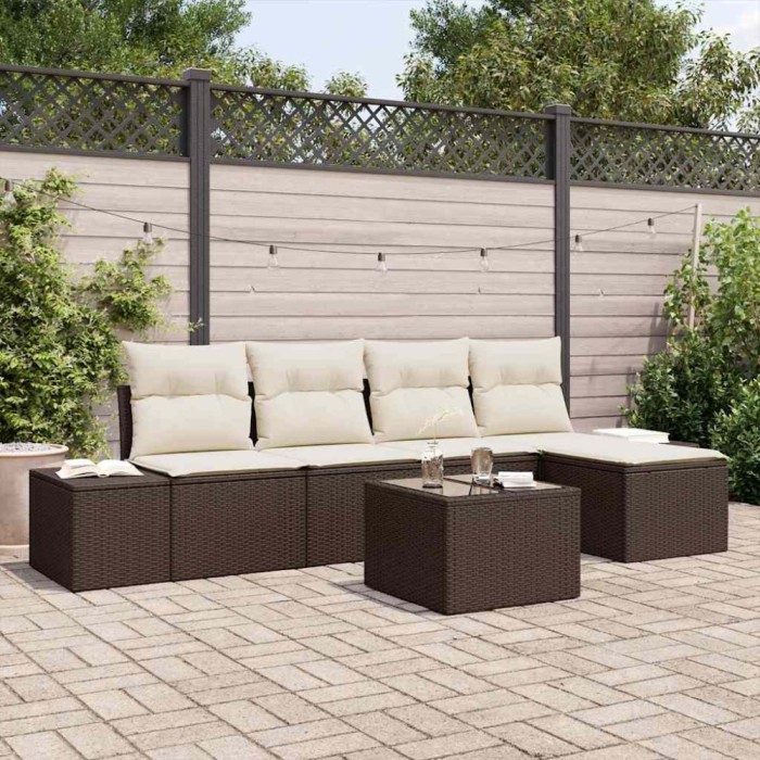 vidaXL Set de canapele pentru grădină 6 pcs Maro Rattan poli 3347028