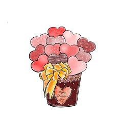 Sticker decorativ Buchet Inimi, Multicolor, 50 cm, 3254ST foto