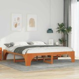 VidaXL Cadru de pat de podea Maro 200 x 200 cm Lemn masiv de pin