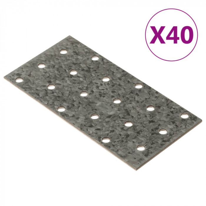 vidaXL Plăci perforate, 40 buc., 2 mm, 120x60 mm, oțel galvanizat