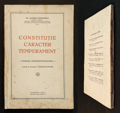 1931 Psihopatologie CONSTITUTIE CARACTER TEMPERAMENT Autograf Dr. A. Dimolescu foto