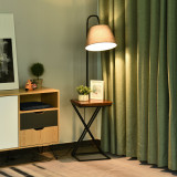 HOMCOM Lampa de podea cu Etajera Stil modern din Otel si Lemn