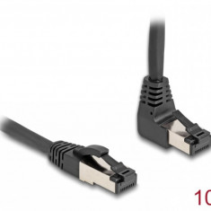 Cablu de retea RJ45 Cat.8.1 S/FTP drept/unghi 90 grade sus 10m Negru, Delock 80398