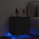 Cumpara ieftin Noptieră cu lumini LED, negru, lemn prelucrat