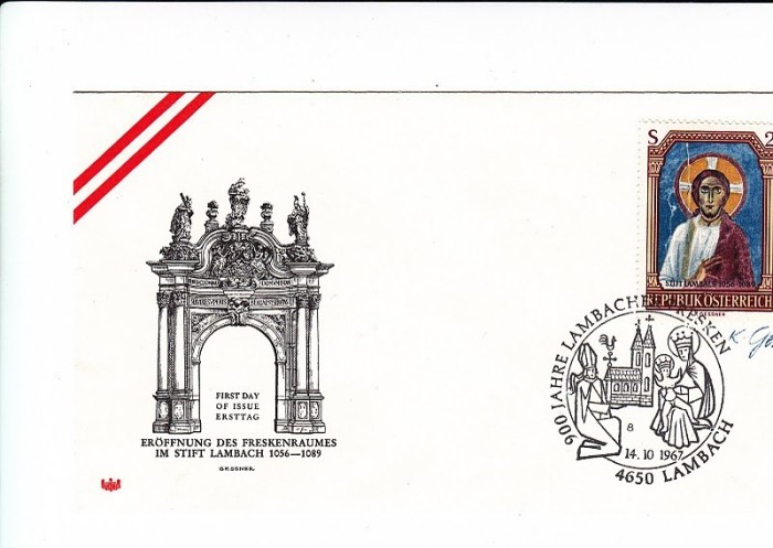 Austria &Ouml;sterreich 1967 Fresken FDC K.036