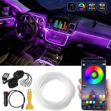 Neon RGB Auto, 6m, 12V, Multicolor, Fir Flexibil, Control App Bluetooth, Senzor Sunet, Montaj Interior, Lotus Lantern