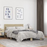 VidaXL Cadru de pat, stejar sonoma, 135x190cm, lemn prelucrat și metal