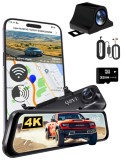 Cumpara ieftin Camera Auto tip Oglinda QOVU&reg; Card 32GB si Kit monitorizare parcare incluse, Ecran 9.66 inch Touchscreen, Vedere Nocturna, Senzor G, WiFi, Camera Mars
