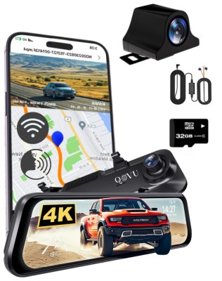 Camera Auto tip Oglinda QOVU&amp;reg; Card 32GB si Kit monitorizare parcare incluse, Ecran 9.66 inch Touchscreen, Vedere Nocturna, Senzor G, WiFi, Camera Mars foto